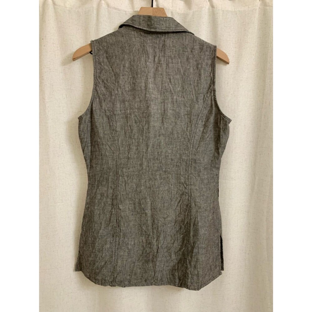 One Touch Germany 100% Linen Y2K Sleeveless Button Front Grey Long Top Size 38 - Picture 4 of 9